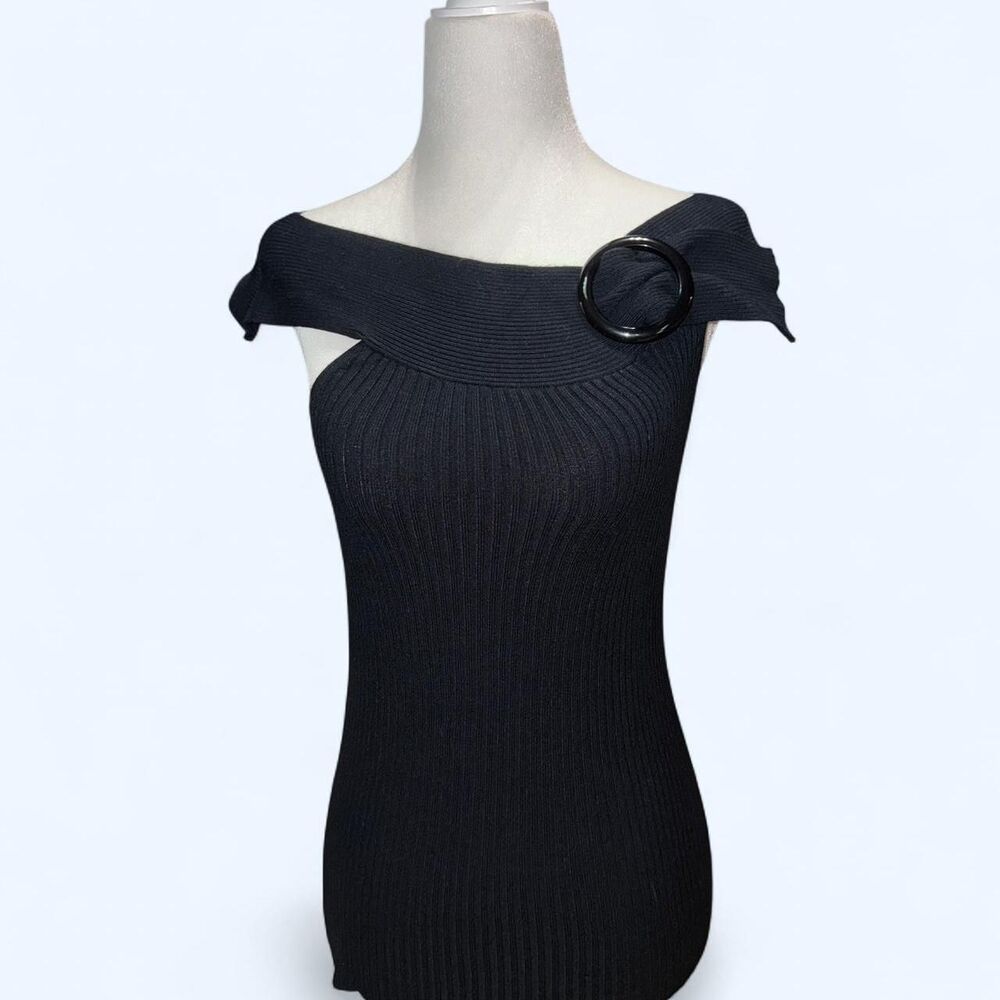 Vintage Chadwicks black ribbed off the shoulder top size S